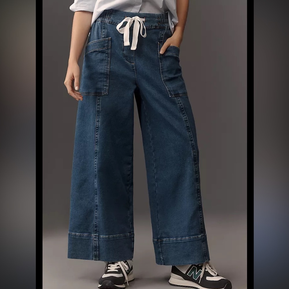 Anthropologie Maeve Wide Leg Tie Waist Jean Women’s Large - Picture 8 of 8
